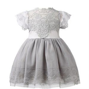 Grey Victorian Lace Princess Flower Girl Dress